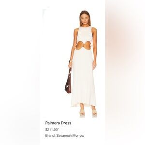 Brown and White Sleeveless Plunge Neck Gown for Resort Wear